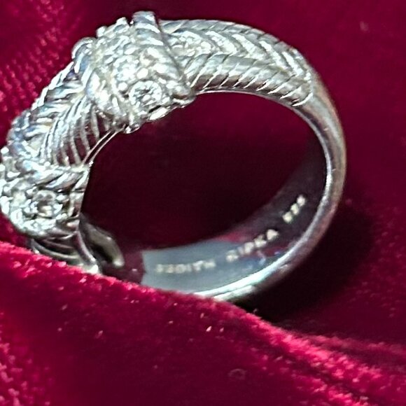 Vintage Judith Ripka Sterling Silver CZ rope style ring - Picture 5 of 6